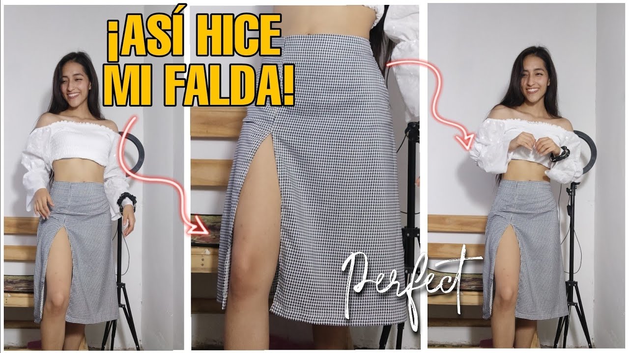 DIY- ¿Cómo hacer una falda con apertura la pierna? ✨- Falda corte A- Hermosa muy fácil!!✨🥰 -