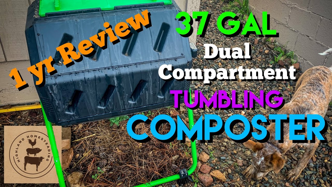 Tumbling Composter Review Hotfrog 37 Gallon, 2 Chamber Compost Machine 1 Year Test YouTube