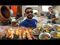 Ultimate street food peshawar pakhton tribal food  mutton roosh nika paye pulao mutton tikka