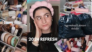 HUGE MAKEUP \& SKINCARE DECLUTTER | Starting the Year Fresh