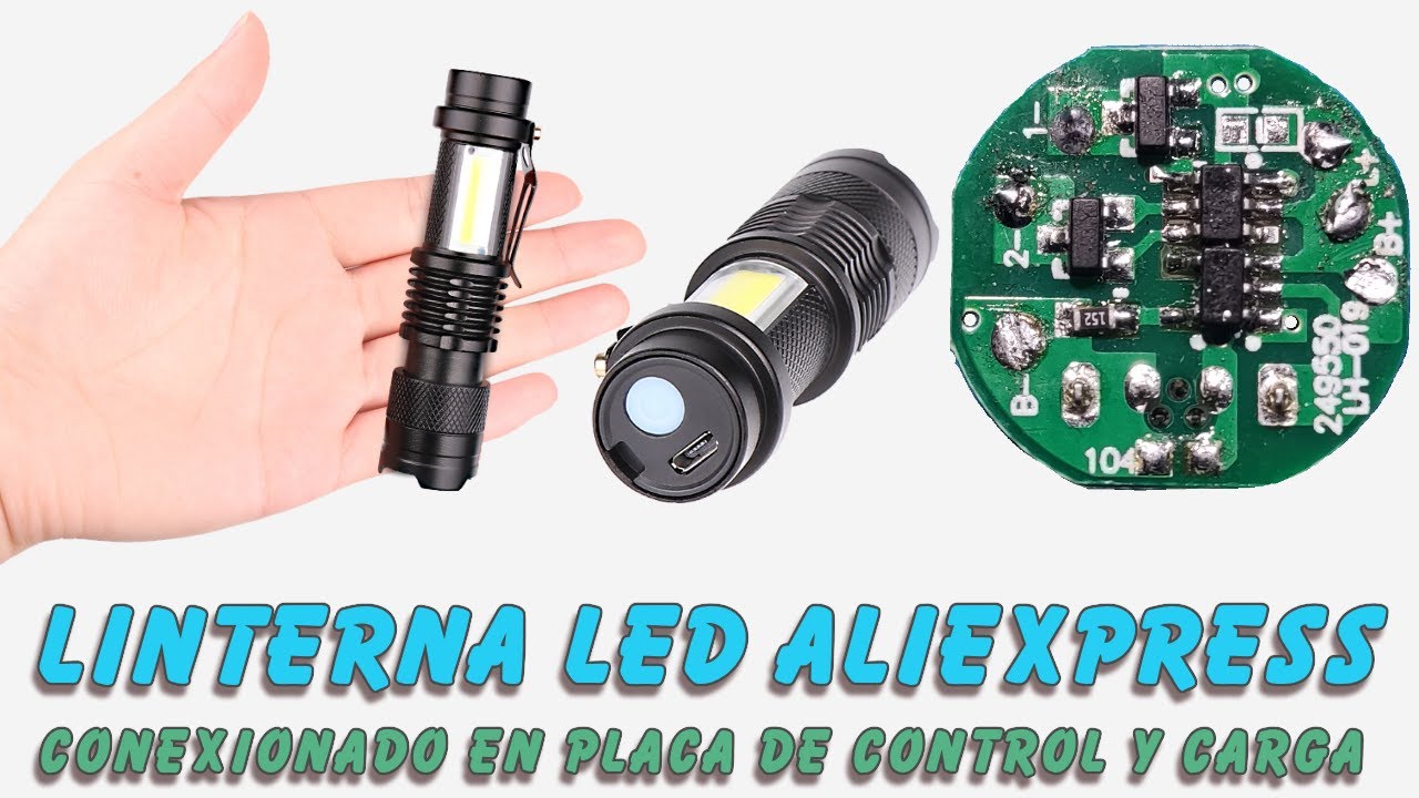Placa control linterna led Aliexpress: Las Conexiones.