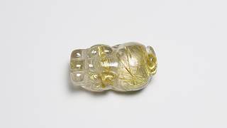 ゴールドルチルクォーツ 貔貅(ヒキュウ) 彫刻/置物 (縦28.8mm×横16.6mm