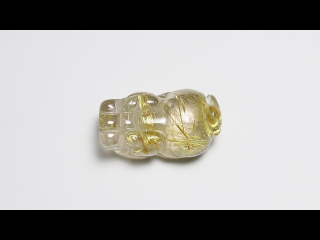 ゴールドルチルクォーツ 貔貅(ヒキュウ) 彫刻/置物 (縦28.8mm×横16.6mm