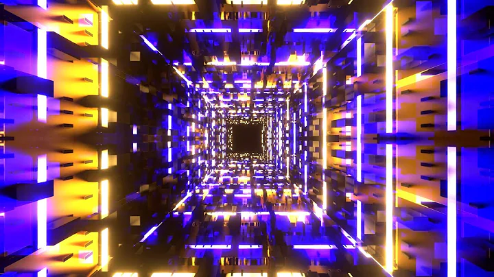 4k  TV Abstract Neon Square light Tunnel Metallic Color Fast Moving Relaxing background Video Loop