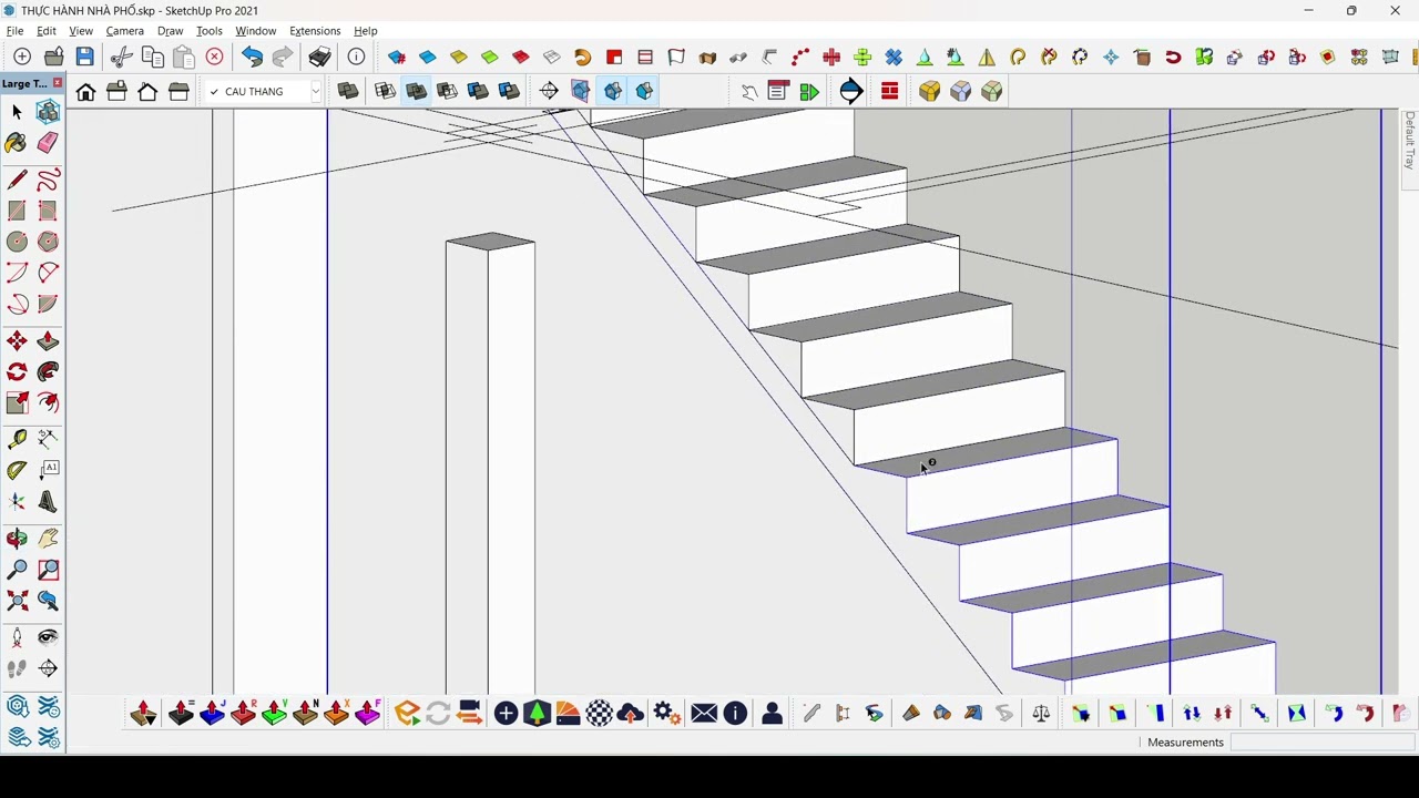 Bài 13 - Hướng dẫn vẽ mặt bậc trang trí cho cầu thang | Học Sketchup Chi Nguyen