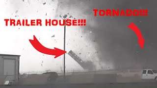 JAW DROPPING TORNADO VIDEO!!! Trailer house goes flying on camera