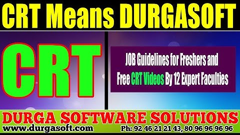 JOB Guidelines for Freshers and Free CRT Videos By 12 Expert Faculties in DURGASOFT !!!