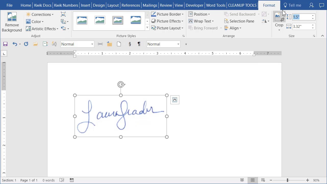 how to do an electronic signature in word