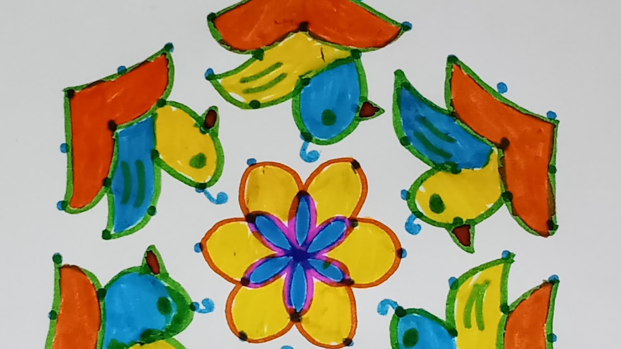 11*6 dots Daily easy colourful rangoli kolam 🌺#grand rangoli 🌺|@LalarangolibyA.K.R #video