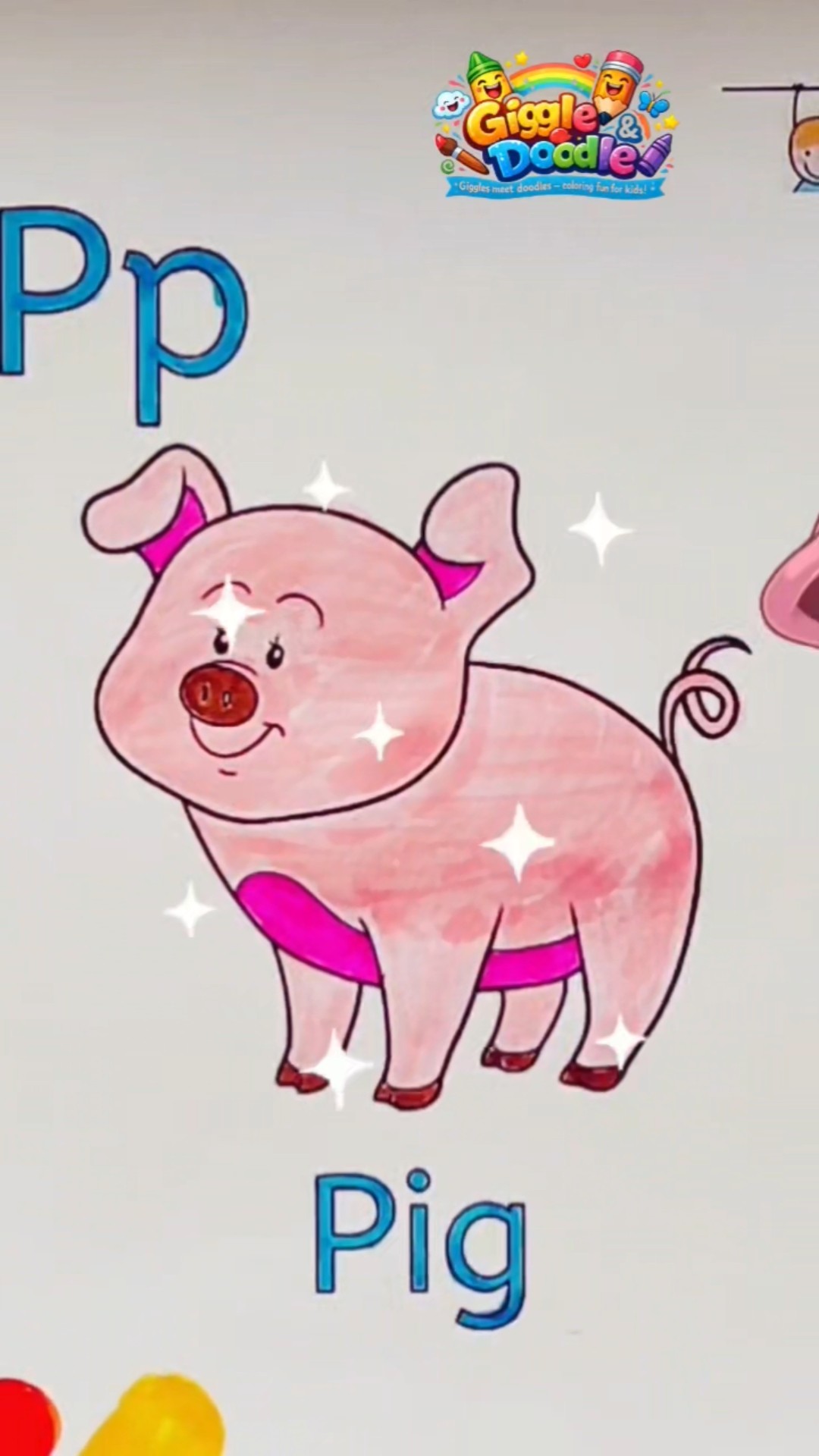 p♡pigページ 🐷 P for Pig | Pig Coloring for Kids | Learn the Letter P | ABC