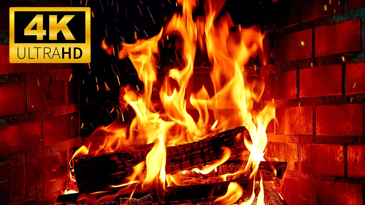 🔥 Fireplace Night 4K | Crackling Firewood, Flickering Firelight for Maximum Relaxation