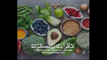 فَكُلُوا مِمَّا رَزَقَكُمُ اللَّهُ حَلَالًا طَيِّبًا   سورة النحل الايه 114