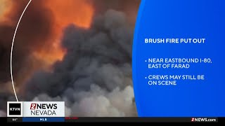Firefighters put out a small brush fire near the eastbound I-80