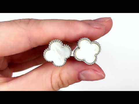 Срібні сережки ТС5205666 розмір 15х15 мм вставка перламутр вага 4.9 г, видео 1
