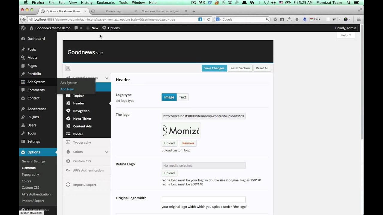 goodnews wordpress theme v5 header youtube wordpress theme