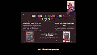 MENU DESIGN & ENGINEERING (HTF552) INDIVIDUAL VIDEO PRESENTATION