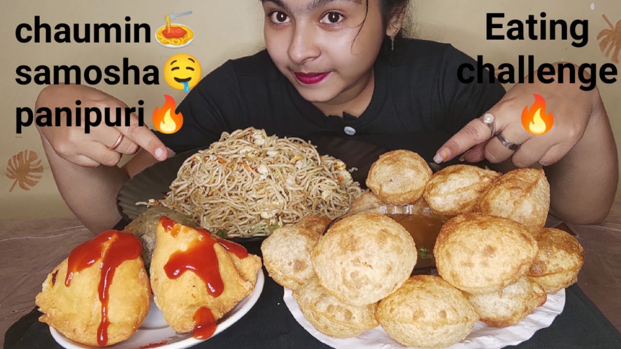 Street Food Eating Challenge।। CHAUMIN 🍝SAMOSHA,PANIPURI🔥@MaddyEats ...