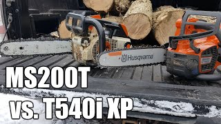 Husqvarna T540i XP vs. Stihl MS200T - Direct Comparison Cutting