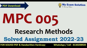 MPC 005 SOLVED ASSIGNMENT 2022-23 | English Medium | IGNOU Solved Assignment 2022-23