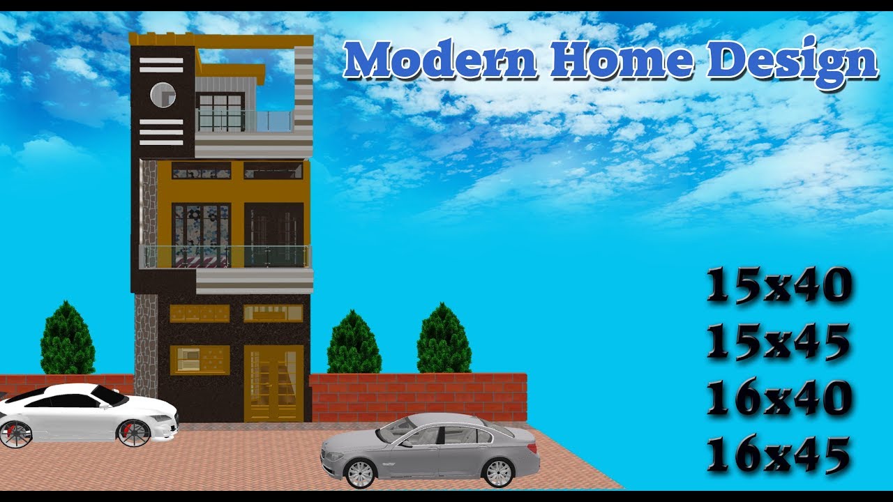 15x40, 15x45,16x40, 16x45 feet new home design idea with modern