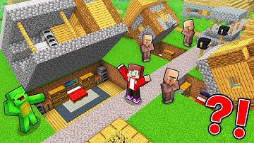 JJ and Mikey Found ALL SECRET BASES in Village in Minecraft - Maizen