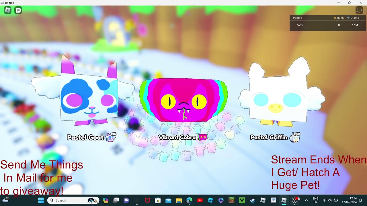 🔴Video Ends When I Get A Huge! #PetSimulator99 #Petsim #roblox #biggames