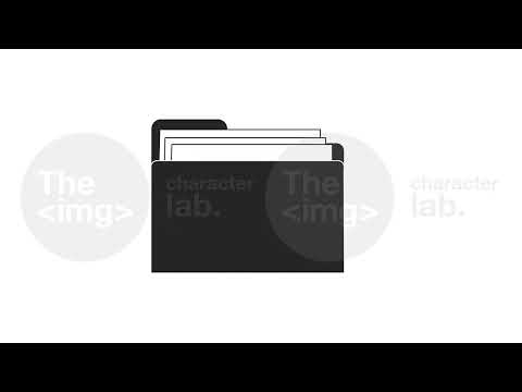 Retro computer folder files bw outline 2D object animation