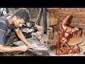 A talented Local Sculptor Shows How He Makes an Amazing Horse Wooden Sculpture