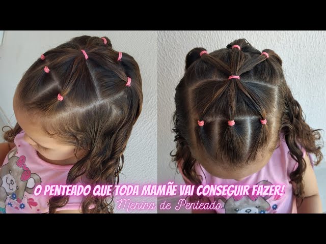 PENTEADO FÁCIL PARA ESCOLA: como fazer um penteado infantil simples e  rápido com liguinhas 