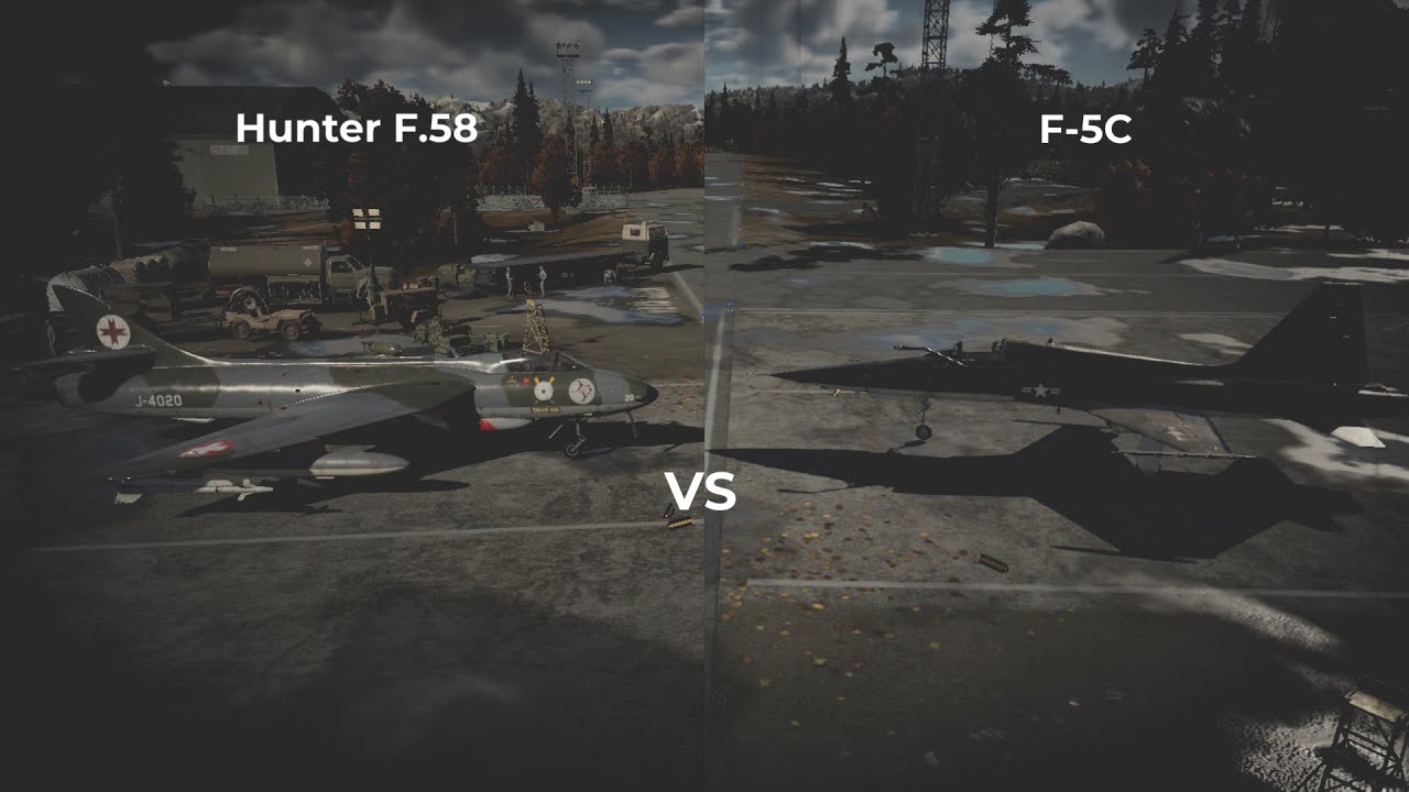War Thunder - Hunter F.58 vs F-5C Dogfight - YouTube