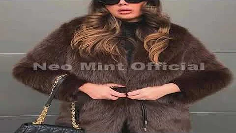 Neo Mint 2025 Winter Hot Brown Belted Faux Fur Coat Women Thick Warm Long Fox Fur Jacket Chic