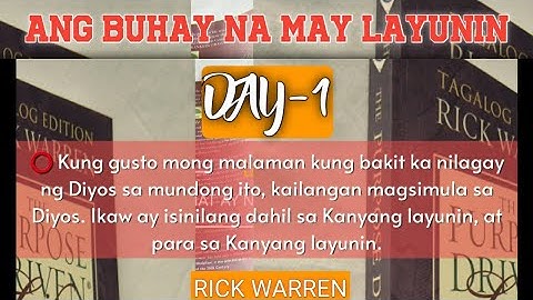 THE PURPOSE DRIVEN LIFE | Rick Warren | DAY 1[TAGALOG EDITION]
