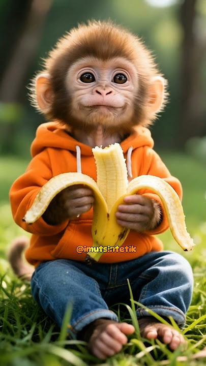 Monyet Lucu Makan Pisang Sambil Tertawa 😂🍌 #monyetlucu #hewanimut #shorts #videolucu #imutsintetik