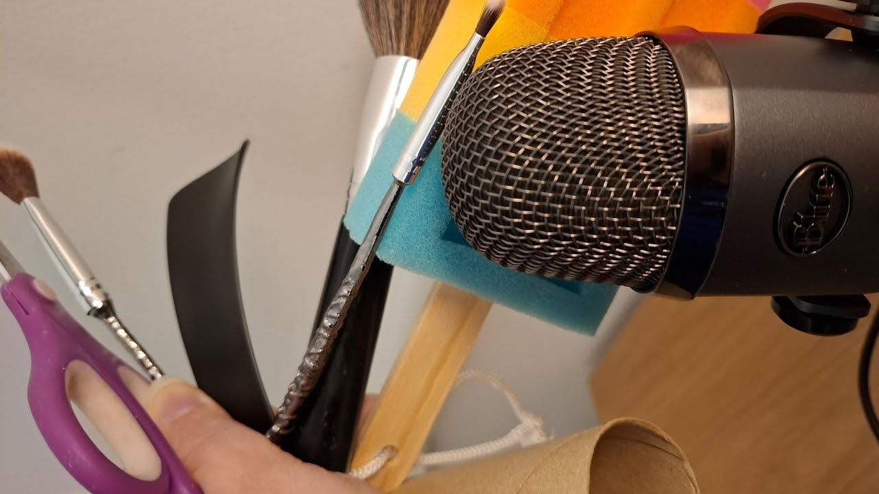 ASMR with new microphone 🎤 Brushing, tapping, snipping and more. No Talking 