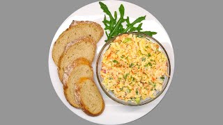 Vegetable spread with cheese. Served with fresh bread.