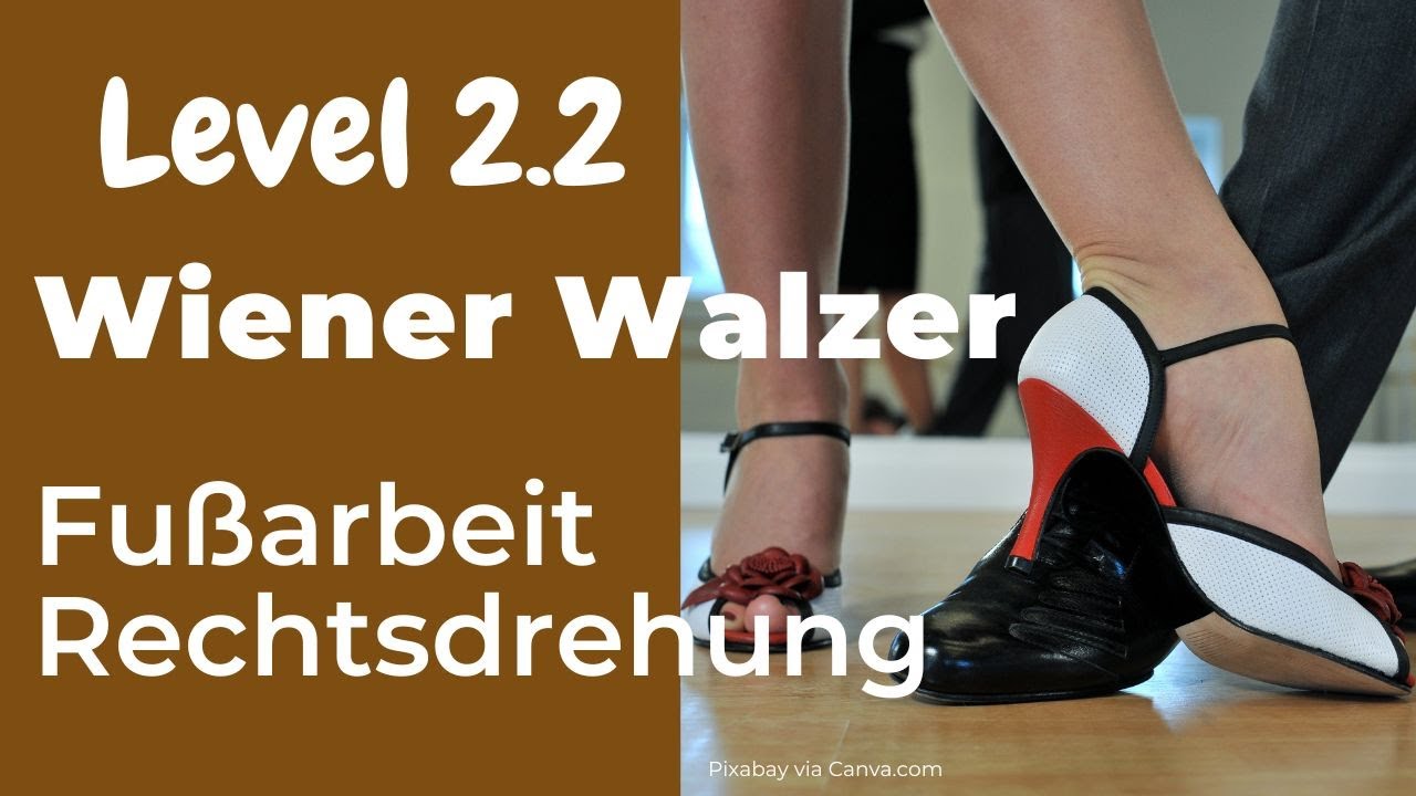 Wiener Walzer: Fußarbeit halbe Rechtsdrehung für Herr & Dame gezeigt - Level 2   HD 1080p