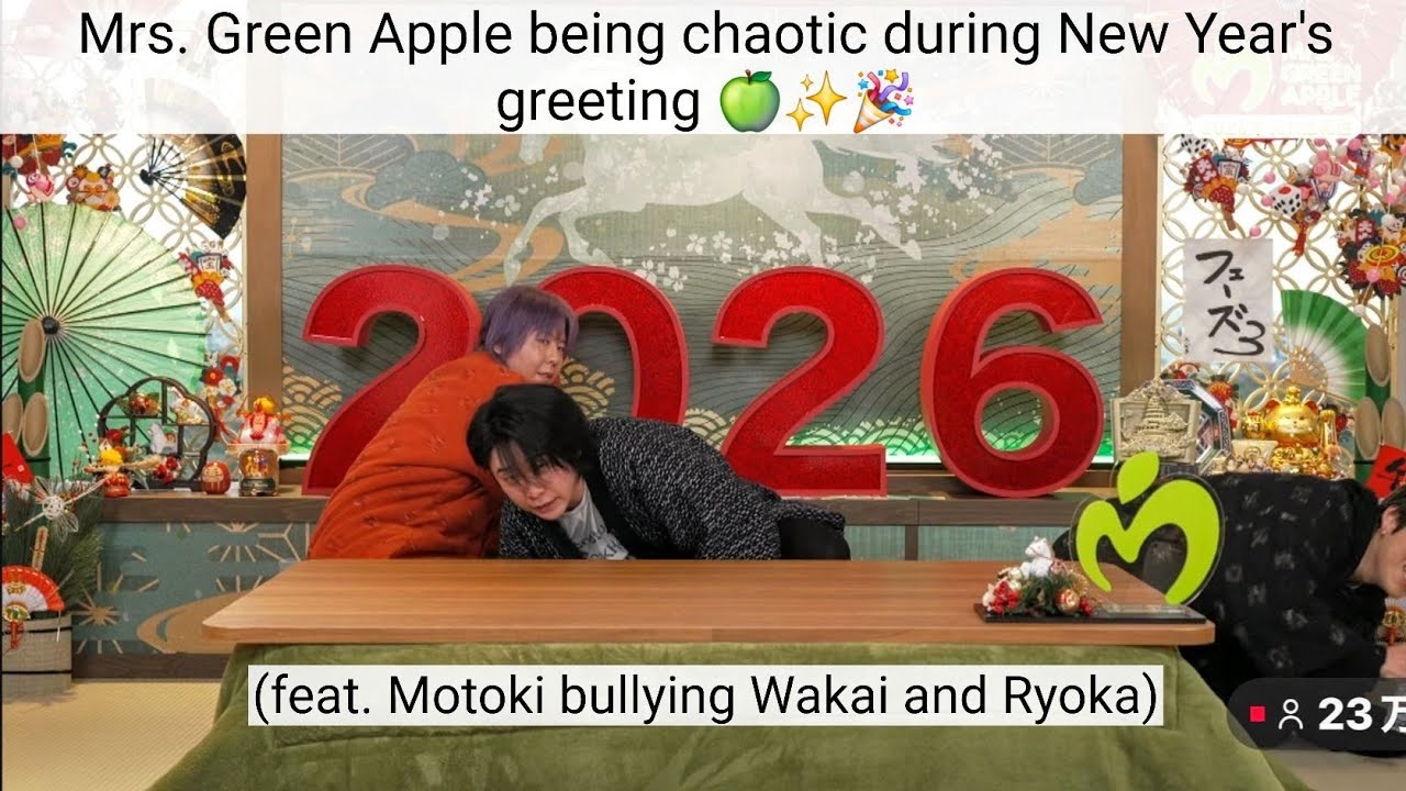 Mrs Green Apple being chaotic during New Year's greeting for 3