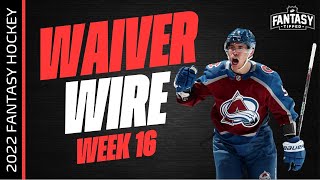 2022-23 Fantasy Hockey - Week 16 Top Waiver Wire Players to Add - NHL Fantasy Hockey Advice