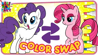 MLP My Little Pony Rarity And Pinkie Pie COLOR SWAP!!! Coloring book page