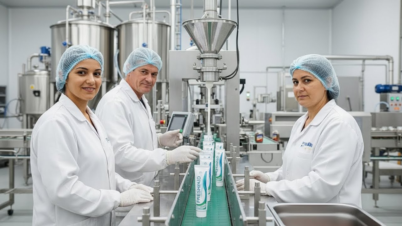 How Toothpaste Is Made: Inside a Modern Toothpaste Factory - YouTube