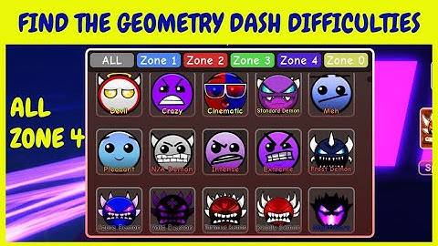 ALL Find the Geometry Dash DIFFICULTIES ZONE 4 [ ROBLOX ] [ New GUIDE in PINNED COMMENT ]