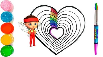 How to Draw a Heart Drawing for Kids | Learn Rainbow Glitter Heart