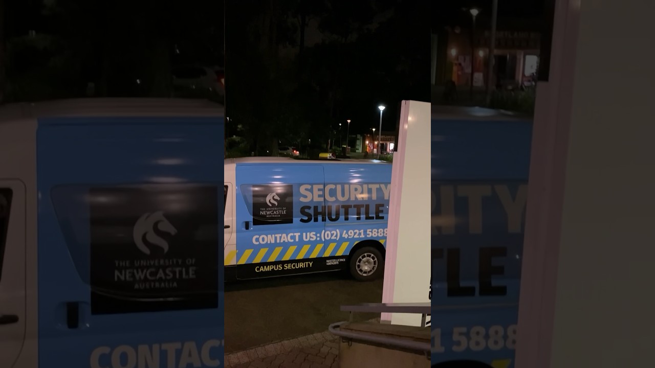 University security shuttle service at midnight. From campus to home. PhD life in Australia.