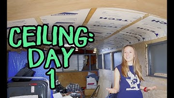 Bus Conversion Tiny House #31 Installing Luan Ceiling (part1)