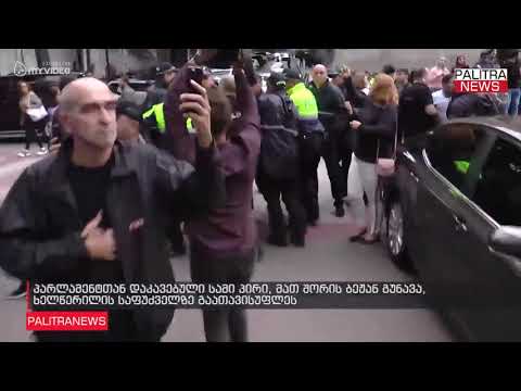 პარლამენტთან დაკავებული სამი პირი, მათ შორის ბეჟან გუნავა, ხელწერილის საფუძველზე გაათავისუფლეს