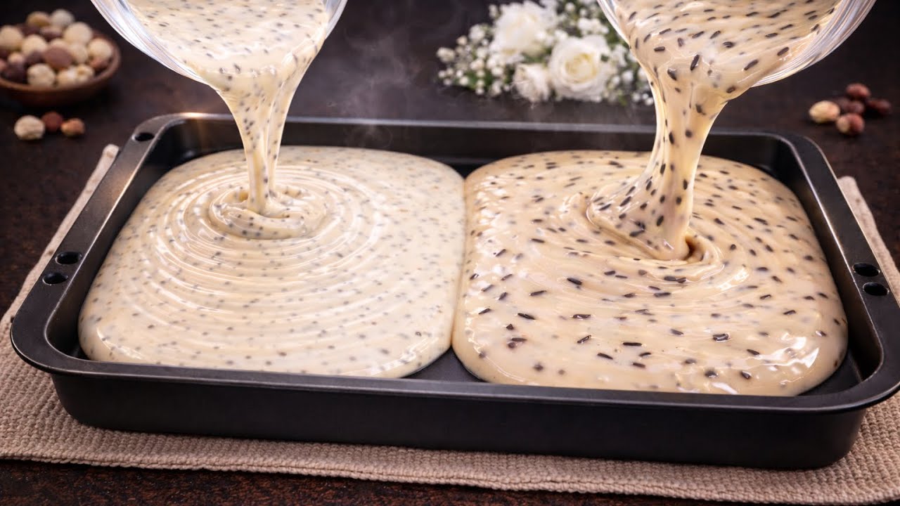 Рецепт на 5 минут! Вы приготовите этот вкусный и простой торт с двумя вкусами.