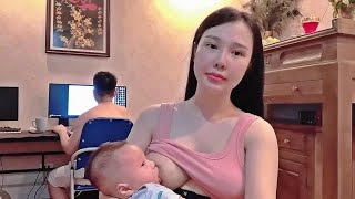 Ibu Muda Cantik Menyusui Bayi - Breastfeeding Mom Milk - Kejuaraan Dunia m4