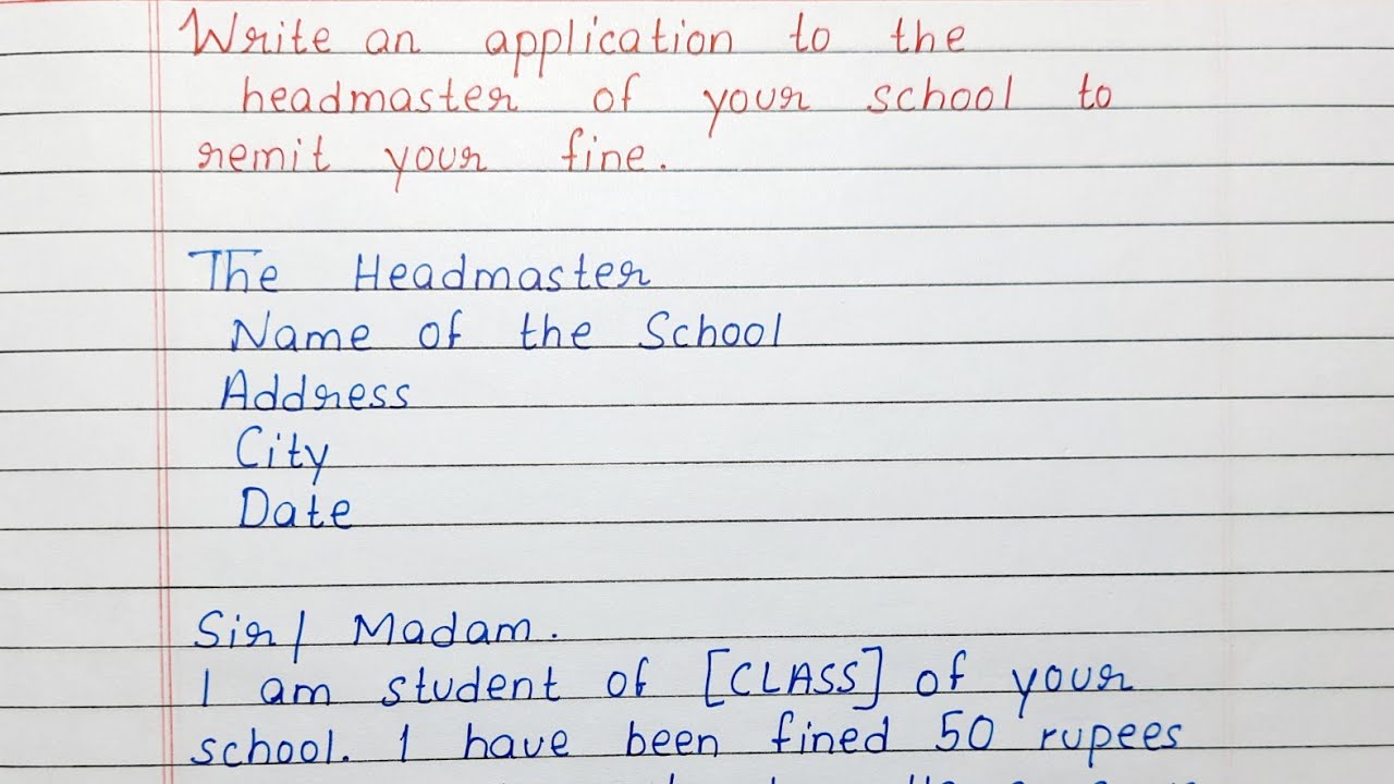 how to write an application letter to the headmaster