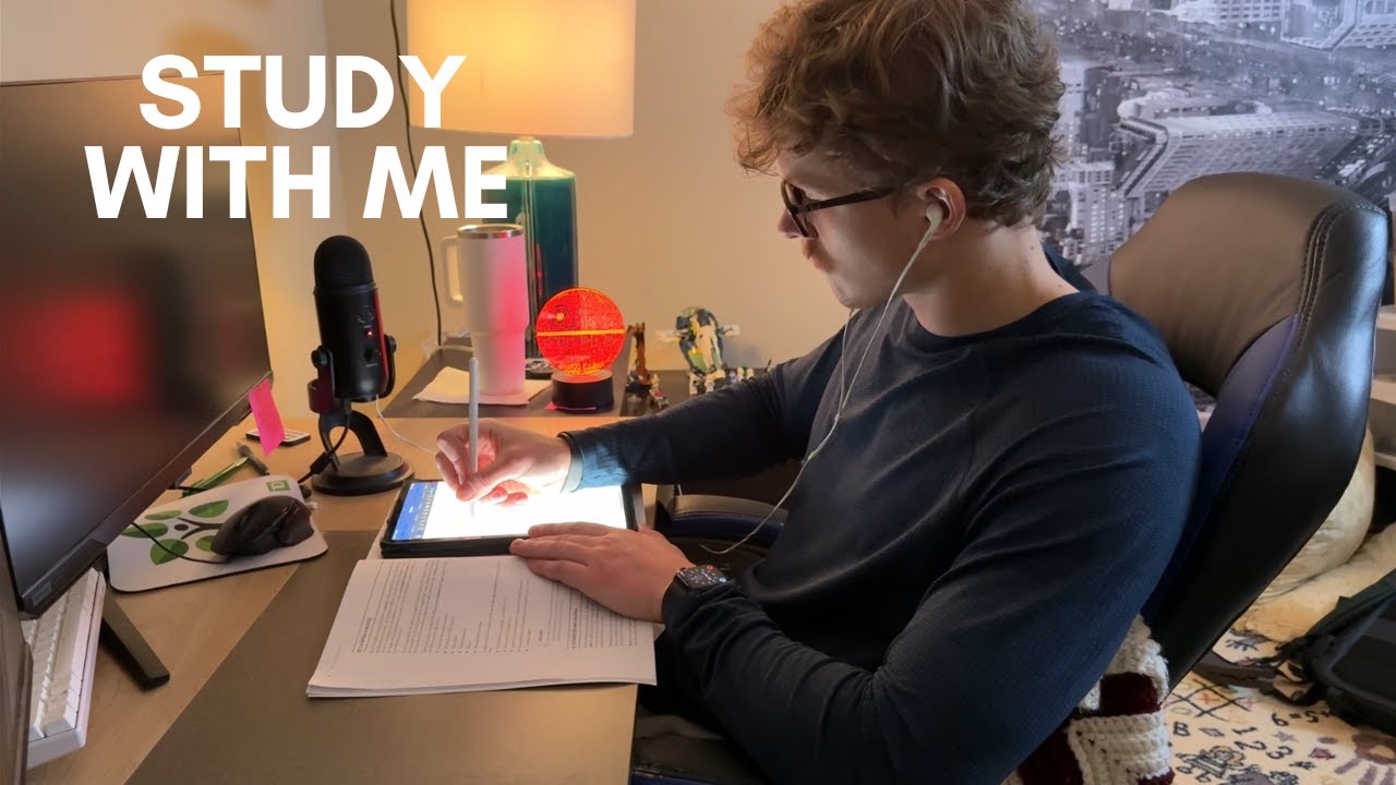 2 Hour Study With Me | Apple Pencil, Fire Place Sounds, Limited Talking ASMR (SIE Exam)