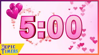 5 Minute Timer with relaxing music Happy Valentines Day Hearts